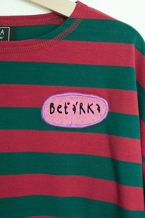 Detské oversized tričko Beťárka - Red & Green | www.kristinatormova.sk